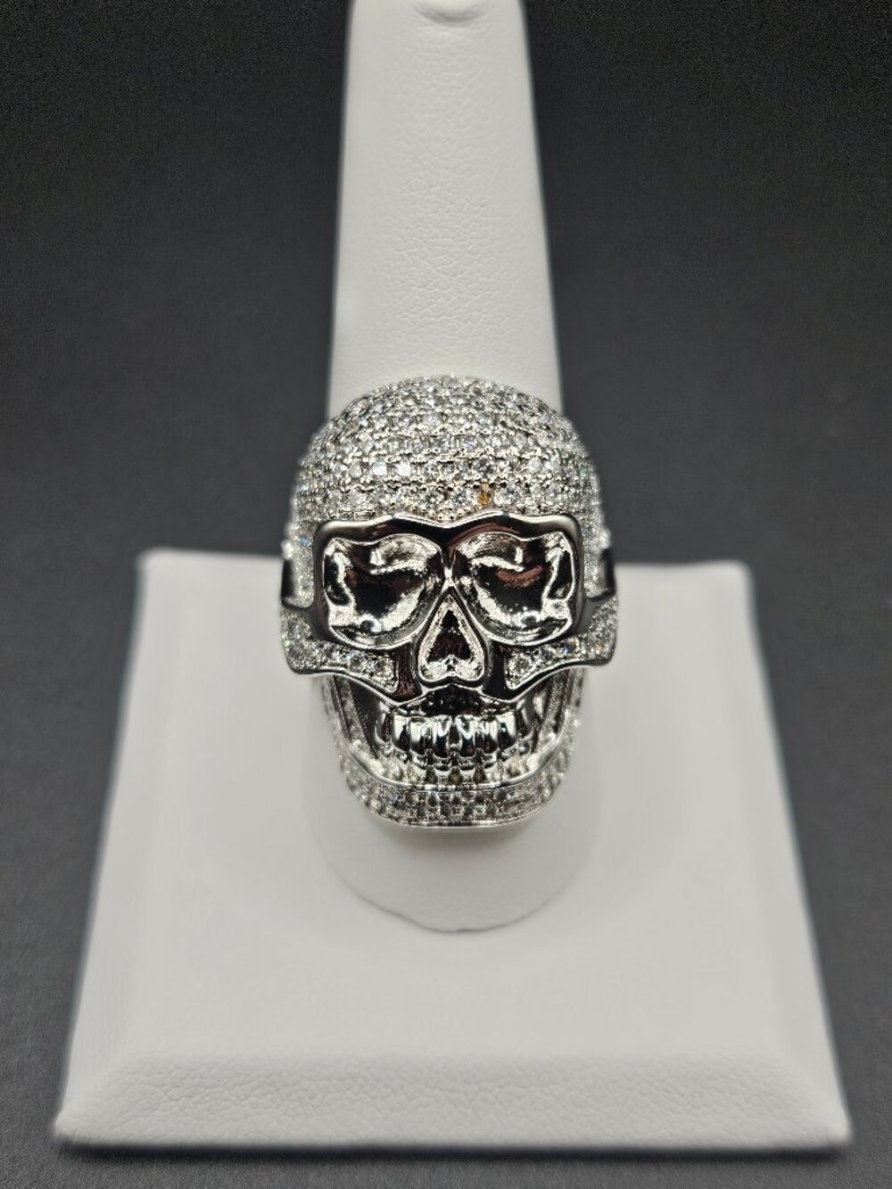 3.86ctw Moissanite VVS1 D Skull Ring Size 10